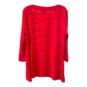 Multiples Womens Size XL Tunic Top Textured Knit 3/4 Sleeve Accent Buttons Red